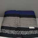 GrandLinen 3 Piece Navy Blue/Grey/Black/White Scroll Embroidery Bed in A Bag Down Alternative Comforter Set (Double) Full Size Bedding. Perfect for Any Bed Room or Guest Room