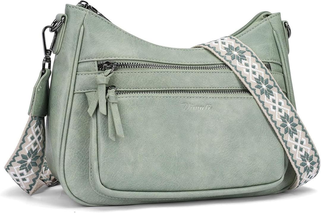 Crossbody Purses for Women Trendy Leather Crossbody Bag,Multi Pocket Shoulder Handbag Lightweight Travel Purse (07-green)