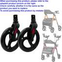 2PC 8" Front Wheel with Front Fork Drive, Rollator Walker Replacement Wheel, Rollator Front Caster and Drive Fork Assembly, Fits Oval Flat Tube Construction (1 Pair)