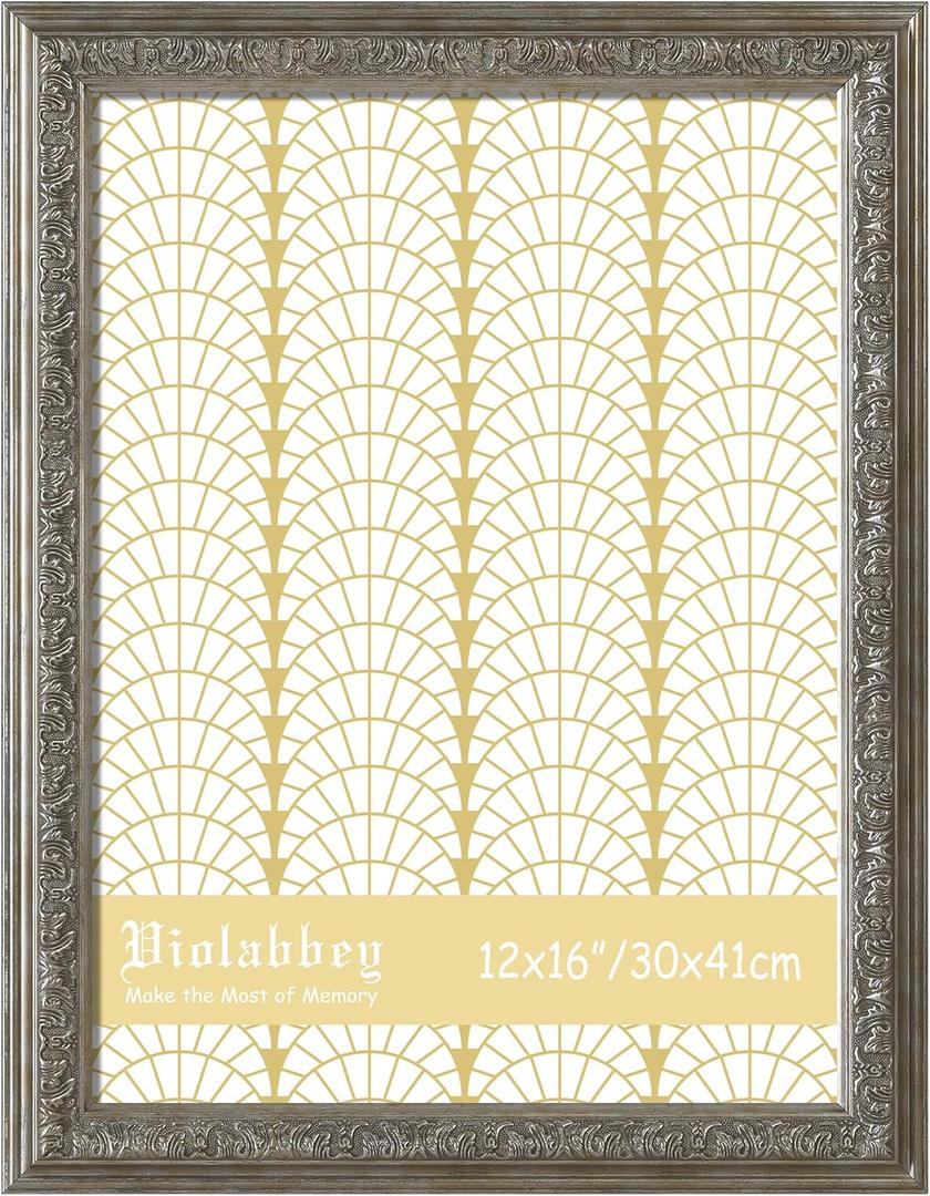 VIOLABBEY 12x16 Sliver Picture Frame, Vintage Frames without Mat