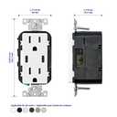 Leviton 30W (6A) USB Dual Type-C/C Power Delivery In-Wall Charger with 15A Tamper-Resistant Outlet, USB Charger for Smartphones, Tablets, Laptops, T5635-G, Gray