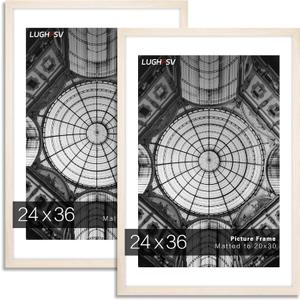 24x36 Large Picture Frame for Wall, Vertical or Horizontal Wall Hanging Large Poster Frame for Photo and Posters, Poster Frame 20x30 with Mat 24x36 Without Mat (Natural)