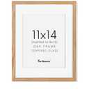 Fun Memories 11x14 Picture Frame, Solid Oak Wood 11 x 14 Photo Frames for Wall, 11 by 14 Frames with Tempered Real Glass, 11x14 Picture Frame with Mat for 8x10, Wooden Wall Gallery 11 x 14 Frame Set
