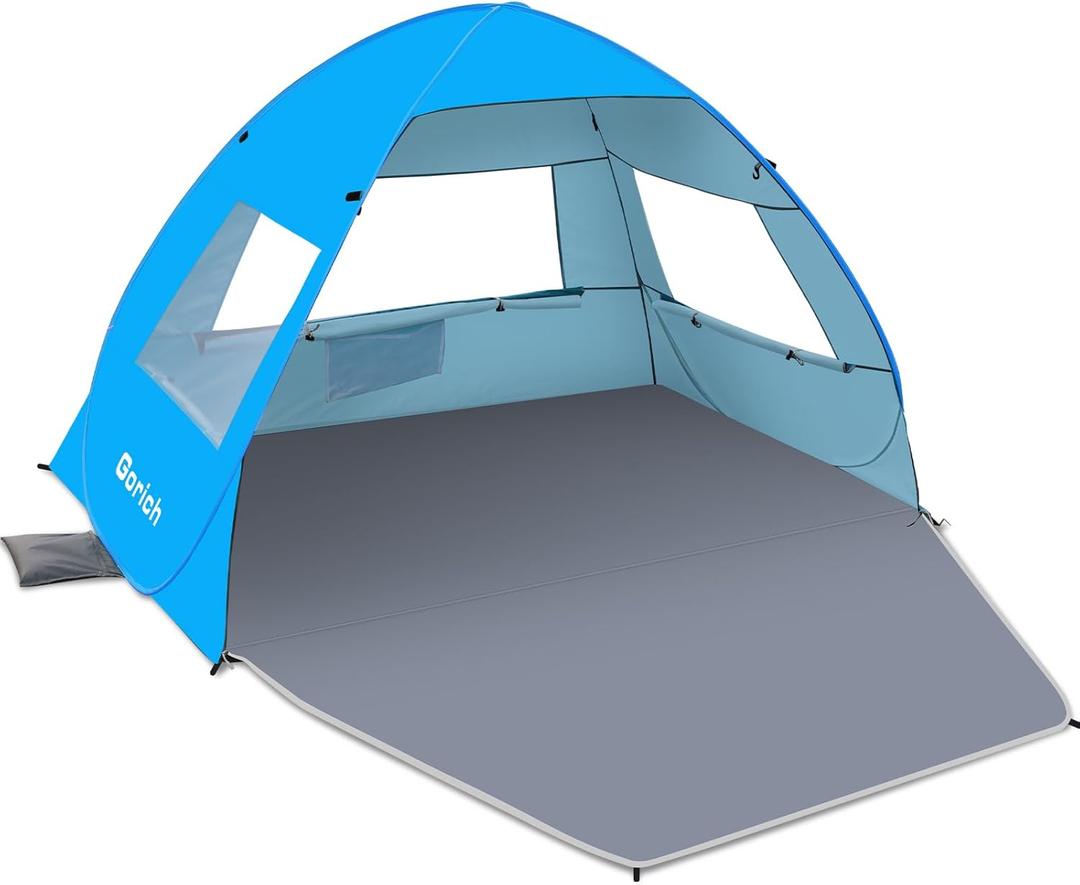 Gorich Easy Pop Up Beach Tent for 3-4 Person, UPF 50+ UV Protection Beach Umbrella Sun Shelter, Portable Lightweight Shade with Easy Foldable & Instant Setup (Skyblue)