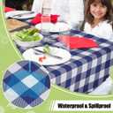 Smiry Rectangle Table Cloth, Waterproof Vinyl Tablecloth with Flannel Backing, Wipeable Buffalo Plaid Table Cover for Picnic, Indoor and 4th of July, Independence Day (Navy & White, 70"x90")