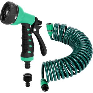 Recoil Garden Hose 25FT EVA Water Hose with 7-Pattern Spray Nozzle,Curly Self Coiling Lightweight Garden Hose,Retractable Drinking Water Safe Garden Coil Hose for Lawn Patio