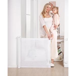 Likzest Retractable Baby Gate, Mesh and Pet Gate 33/'' Tall, Extends up to 55/'' Wide, Child Safety Gates for Stairs Doorways Hallways, Dog Cat Indoor Outdoor (White), 6*18, SH20.006DC (33" Tall x 55" Wide)