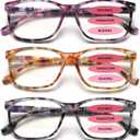 Progressive Multifocus Reading Glasses for Women, Pattern Print Blue Light Block Stylish Ladies Computer Readers