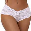ohyeahlady Women's Lace Cheeky Sexy Panties Plus Size Boyshort Brief Knickers Stretch Hipster Bikini Underwear L