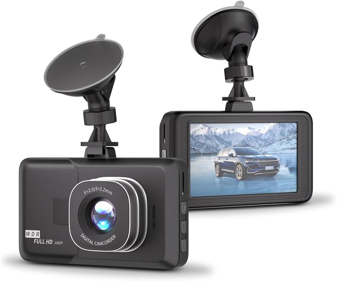 3-Inch Portable Dash Camera Recorder, 1080P HD car Surveillance Camera, Night Vision, 170 Ultra-Wide-Angle Lens, Video Motion Detection.