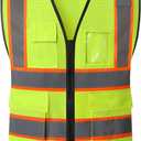 Reflective Mesh Safety Vest for Men Women with 5 Pockets and Zipper Front High Visibility Mesh Vest Hi Vis Construction Work Vest,Meets ANSI/ISEA Standards(EK175-Yellow-S)