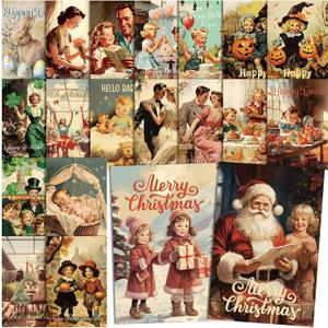 Nuanchu 80 Pcs Vintage Many Occasion Cards 4 x 6 Inch Assorted Postcards Greeting Card Gifts for St. Patrick's Day Easter Wedding Birthday Friend Thanksgiving Christmas Valentines Dad Mom
