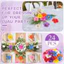 Hotop 24 Pcs Artificial Hibiscus Flowers Colorful Hawaiian Fake Flowers Faux Tropical Hibiscus Decoration for Luau Summer Party Decor DIY Crafts Cake Favors Supplies Table Centerpieces