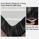 BEDELITE Satin Fitted Sheet King Size with Elastic Corner Straps, Luxury Soft Silk-Like Bed Sheet for Hair & Skin, 1 Deep Pocket Fitted Sheet Only Fits 15" Mattress, Fade & Wrinkle Resistant, Black