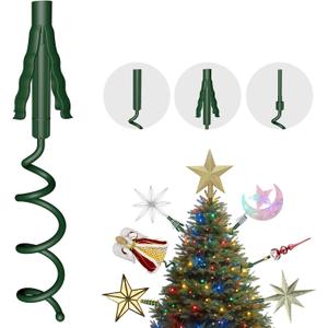 Christmas Tree Topper Holder -Universal Twist On Tree Topper Stabilizer Xmas Tree Topper Support Adjustable Secure Attachment for Star Angel Snowflake Ornaments Fit Most Christmas Trees & Topper Bases (Green)