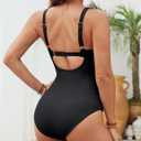 Women Tummy Control One Piece Swimsuits Slimming Push Up Bathing Suit Double Straps Swimwear (Black)