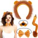 Plush Animal Ears Headband & Nose Bow Tie Tail, Halloween 100 Day Cosplay Festival Theme Party Dress up Costume