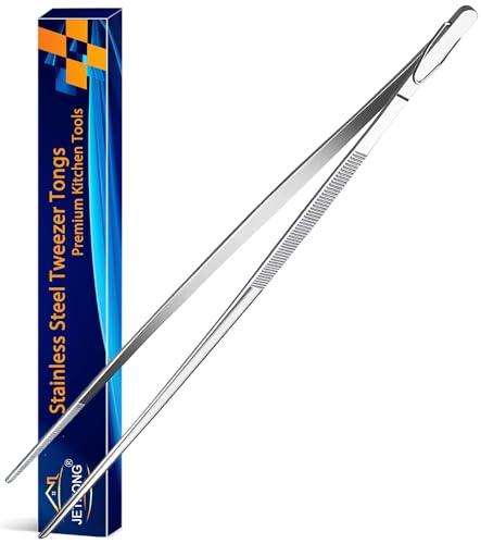 JETKONG 12-Inch Kitchen Tweezers Fine Tweezer Tongs Extra-Long Stainless Steel Cooking Tweezers