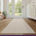 DEXI Hallway Runner Rug 2'x7', Non Slip Rubber Backed Runners Carpet, Ultra Thin Entryway Rugs Indoor for Kitchen Hallway Entrance Bedroom, Beige and White