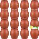 Nuogo 16 Pack Cantaritos de Barro Mexicanos Jarritos Clay Cocktail Cup 3oz | Terracotta Shooters for Margaritas, Mojitos, Tequila Shots, Taco Tuesday Parties, Authentic Cantarito Cocktail Glasses