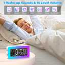 Alarm Clocks for Bedrooms, Mirror Clock with 8 RGB Atmosphere Light, Dual Alarms, 3 Alarm Modes, Snooze, Sleep Aid, Timer, USB Charger, Bedside Digital Alarm Clock for Kids, Adults, Heavy Sleepers
