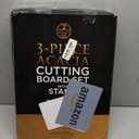 Pre-Oiled, Non Toxic 3-Piece Acacia Cutting Board Set with Stand, FSC Certified Wooden Chopping Boards with Juice Grooves for Meat. 3 Size Wood Carving Boards for Home & BBQ Kitchens by Deer & Oak