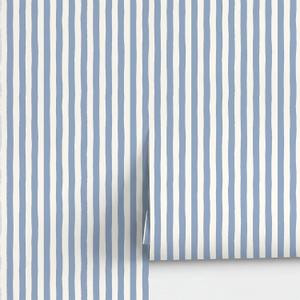 Blue and White Striped Peel and Stick Wallpaper 16.5" x 196.9"