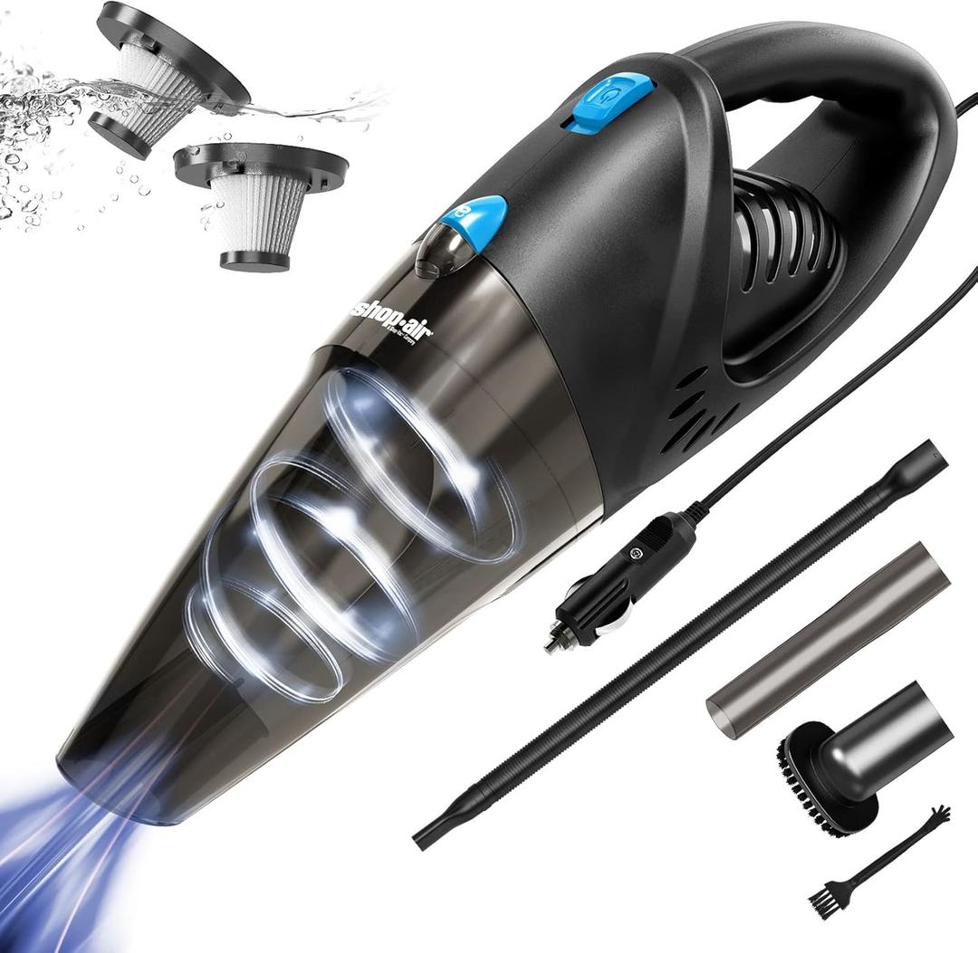 Car Vacuum Cleaner, 12V/106W High Power Handheld Portable Car Vacuum with 16 Ft Cord, Attachments, Filters and Storage Bag, Suitable for Car (Blue Button) Car Vacuum Cleaner, 12V/106W High Power Handheld Portable Car Vacuum with 16 Ft Cord, Attachments, Filters and Storage Bag, Suitable for Car (Blue Button)
