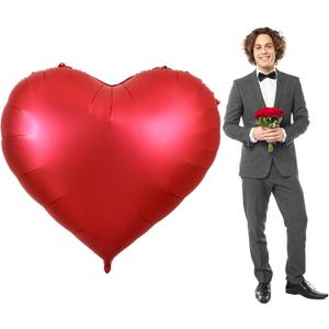 BEISHIDA 60 inch Large Heart Balloons Red Heart Shape Balloons Huge Heart Shaped Balloon Neutral Love Balloon Mother's Day Proposal Marriage Valentines Day Birthday Party Decorations, 1 Pcs