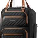 LUGGEX Underseat Carry On Luggage with Wheels, Stylish Lightweight Under Seat Luggage, Soft Sided Personal Item Suitcase for Short Trip (Chestnut Black, 16 Inch)