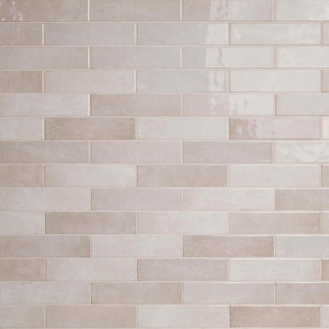 M S International Renzo Sterling 3 Inch x 12 Inch Glossy Ceramic Subway Tile for Bathroom, Kitchen Backsplash, Accent Wall, and Shower - GRAY-LIGHT