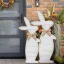 Yerliker 2 Pcs Outdoor Easter Decorations for Porch, Large Wooden Easter Bunny Porch Signs Rustic Farmhouse Decoration Spring Party Supplies for Front Door Yard Garden Decor, H: 31.6 in and 27.56 in