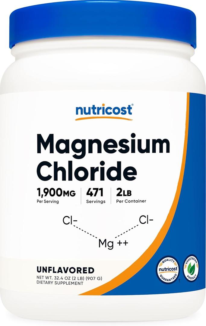 Nutricost Magnesium Chloride (2LBS) - Gluten-Free, Vegetarian, Non-GMO, Exp Date: 08/2028