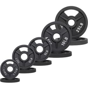 Fitvids Barbell 2-Inch Olympic Cast Iron Plate Weight Set 95 Pounds, Black
