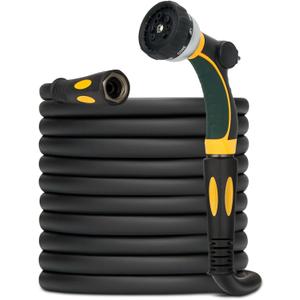 TheFitLife Garden Flexible Hose - Heavy Duty Kink Resistant Water Hose with Soft Grip Handle and 8 Function Nozzle, Durable, Strength and Leak Proof Hose for Gardening, Outdoor, Yard (50ft)