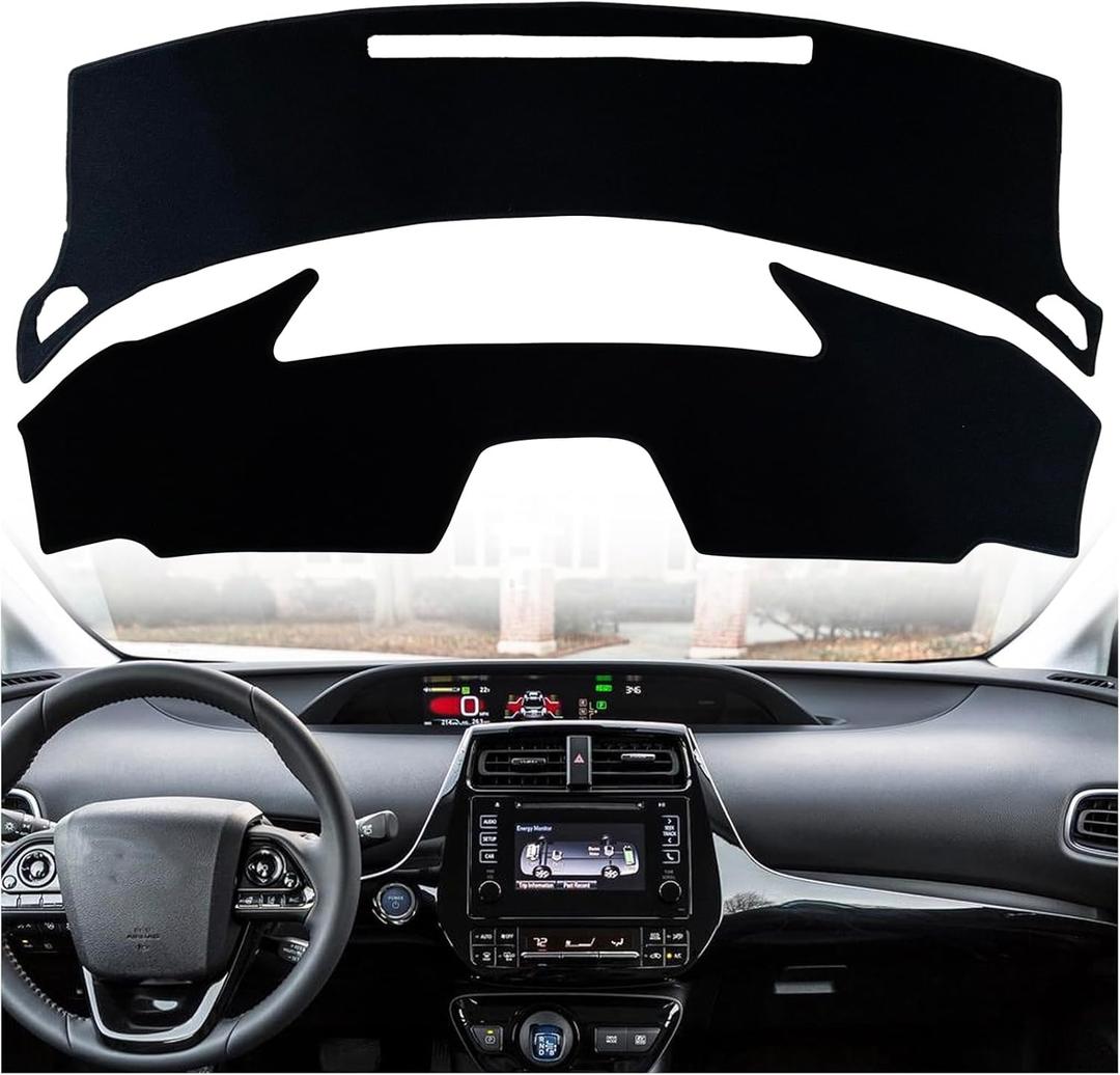 Dash Mat Cover Custom Interior Center Console Compatible with Toyota Prius Hatchback 2016 2017 2018 2019 2020 2021 2022 Dashboard mat Covers Accessories (Black Trim)