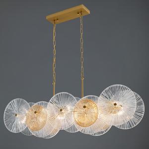 LIGHTDAMY Modern Crystal Chandeliers for Dining Room Light Fixture | 45" 11-Light Large Gold Crystal Chandeliers Over Table | Kitchen Island Lighting with Glass Cover for Living Dining Room Kitchen