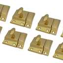 QCAA Oval Turn Cabinet Latch, for Cupboard & Other Furniture, Large, Brass Plated, 8 Pack
