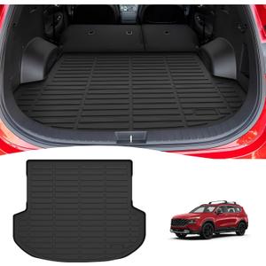 Santa Fe Cargo mat - Trunk Mat for Hyundai Santa Fe 5 Seats 2021-2023(Fit for All Models), All Weather Trunk Mat for Santa Fe Accessories, Heavy Duty Rubber Mats, Car Accessories