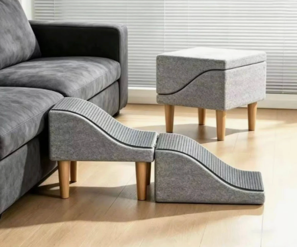 Wavy Dog Stairs for Bed & Couch, Dog Ramp for Small/Medium/Large Dogs