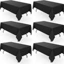 Pureegg Rectangle Table Cloth 60" x 102"  Durable Polyester Tablecloth Offers Reusable & Washable Protection, Ideal for Outdoor Party, Picnic, Wedding, Banquet and Birthday, 6 Pack, Black