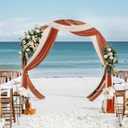 DearHouse 3 Panel Wedding Arch Draping Fabric, 29.5" x18Ft Pearl Fabric Drapes for Wedding Sheer Backdrop (Champagne+Terracotta+Caramel)