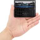Slim Wallet Minimalist Front Pocket RFID Blocking Men and Women Leather Wallets (Black-Crocodile)