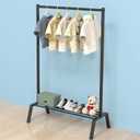 STWWO Kids Clothing Rack, Metal Dress Up Storage, Kids Costume Rack with Storage Shelf, Toddler Clothing Rack Organizer, Black