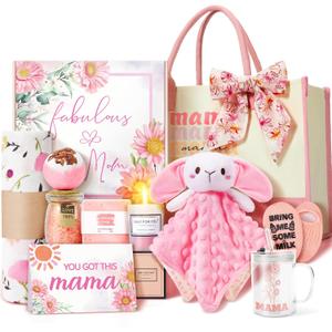 New Mom Gifts & Baby Girl Gift Set for Newborn,12PCS Baby Shower Gifts, Newborn Baby Girl Gifts,Pregnancy Gifts for Expecting Mom,New Mom Care Package After Baby, Pregnancy Gifts for Women and Baby (Pink)