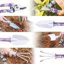 Gardening Tools,5 Pieces Garden Tools with Floral Print, Ergonomic Handle Trowel Rake Weeder Pruner Shears Sprayer,Gardening Supplies with Carrying Case Gifts for Women