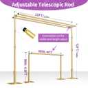 Fotoumgl 12x10ft Three Crossbar Heavy Duty Pipe and Drape Stand Kit, Gold