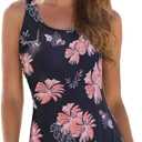 Womens Bathing Suits One Piece Swimsuits Athletic Training Swimsuit Tummy Control Slimming Swimwear for Women L Pink Flower Print