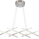 6 Strip Light 39.36'' Modern Pendent Light Chandelier Dimmable Sand Nickel Adjustable Cord for Office Dining Room Kitchen Living Room Bedroom, 3000K-6000k, 50W, 110V