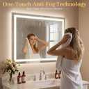 LED Bathroom Mirror 40"x30", Wall-Mounted Vanity Mirrors Front & Backlit Light Control Stepless Dimmable Anti-Fog Memory 3 Color Temperatures Shatter-Proof Tempered Glass